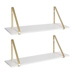 Kate and Laurel Soloman White Wooden Shelves - 2 Piece Set - BRAND NEW